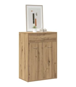 Discount Schoenenkast 60x35x84 cm bewerkt hout artisanaal eikenkleur Organiseren