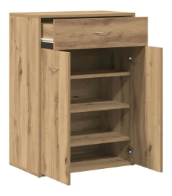 Discount Schoenenkast 60x35x84 cm bewerkt hout artisanaal eikenkleur Organiseren