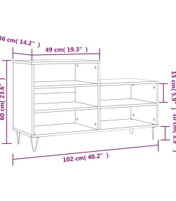Discount Schoenenkast 102x36x60 cm bewerkt hout sonoma eikenkleurig Organiseren