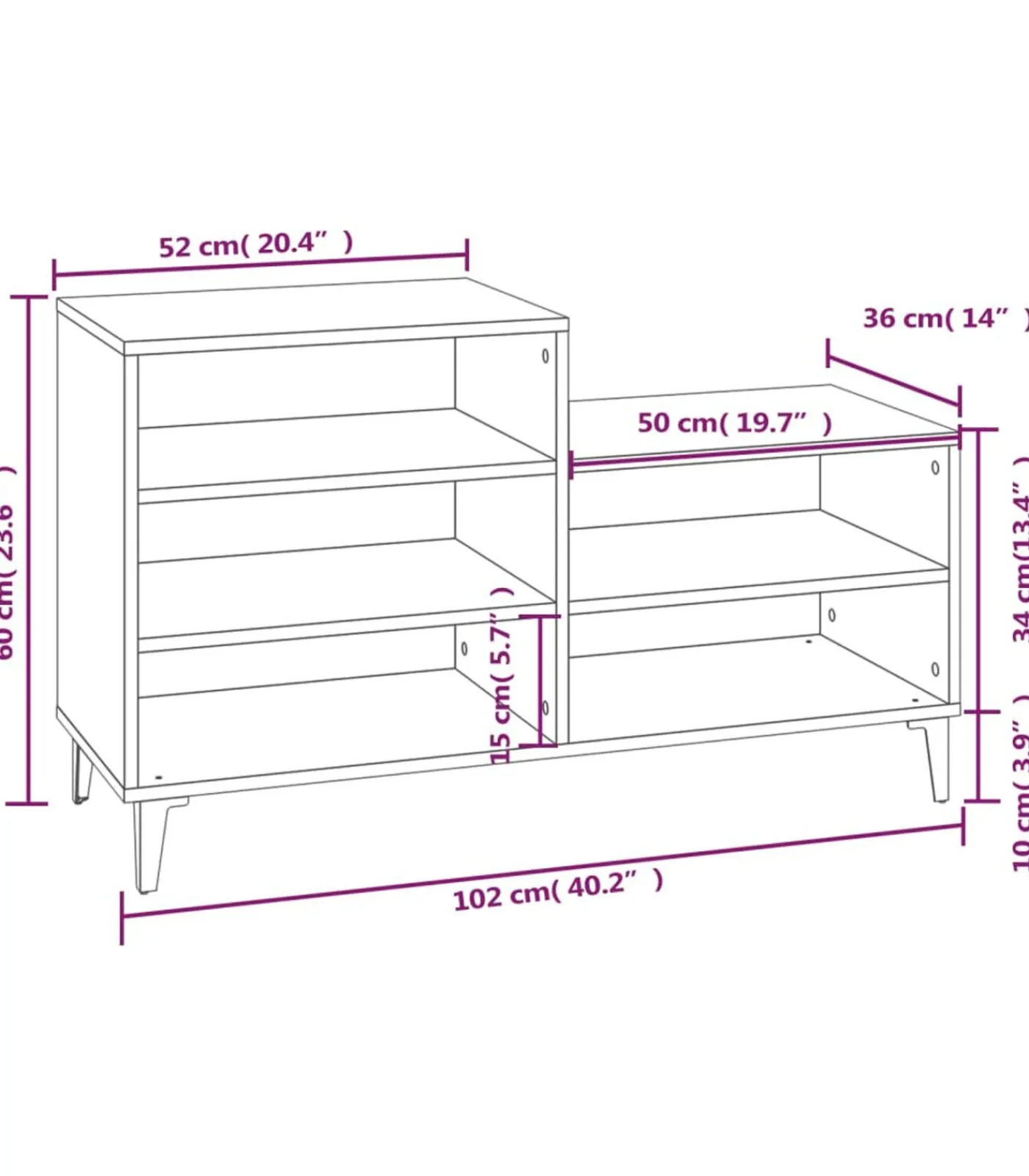 Sale Schoenenkast 102x36x60 cm bewerkt hout sonoma eikenkleurig Organiseren