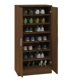 Schoenenkast 55x35x108 cm bewerkt hout bruin eikenkleur Organiseren
