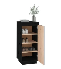 Schoenenkast 35x35x80 cm massief grenenhout zwart Organiseren