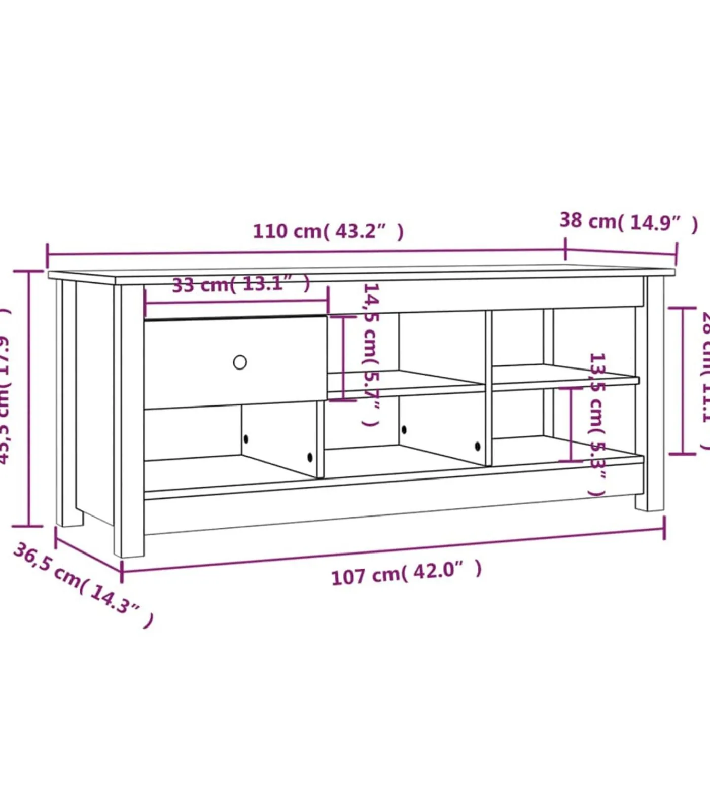 Outlet Schoenenkast 110x38x45,5 cm massief grenenhout zwart Organiseren