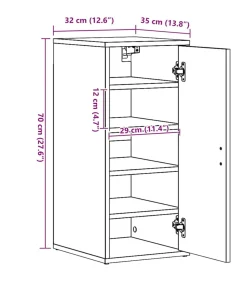 Schoenenkast 32x35x70 cm spaanplaat zwart eikenkleurig Organiseren
