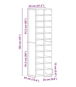 Sale Schoenenkast 54x34x183 cm spaanplaat zwart eikenkleurig Organiseren