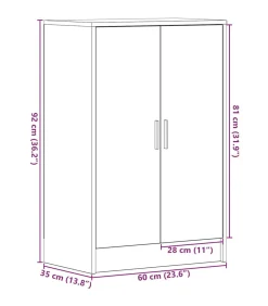 Best Schoenenkast 60x35x92 cm spaanplaat zwart eikenkleurig Organiseren