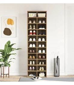 Discount Schoenenkast 54x34x183 cm spaanplaat ambachtelijk eikenkleurig Organiseren