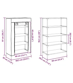 Hot Schoenenkast 60,5x30x97 cm vliesvlies grijs Organiseren