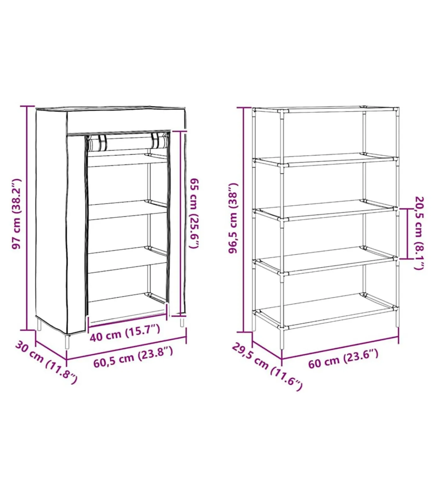 Hot Schoenenkast 60,5x30x97 cm vliesvlies grijs Organiseren