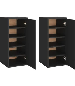 Sale Schoenenkasten 2 st 32x35x70 cm spaanplaat zwart Organiseren