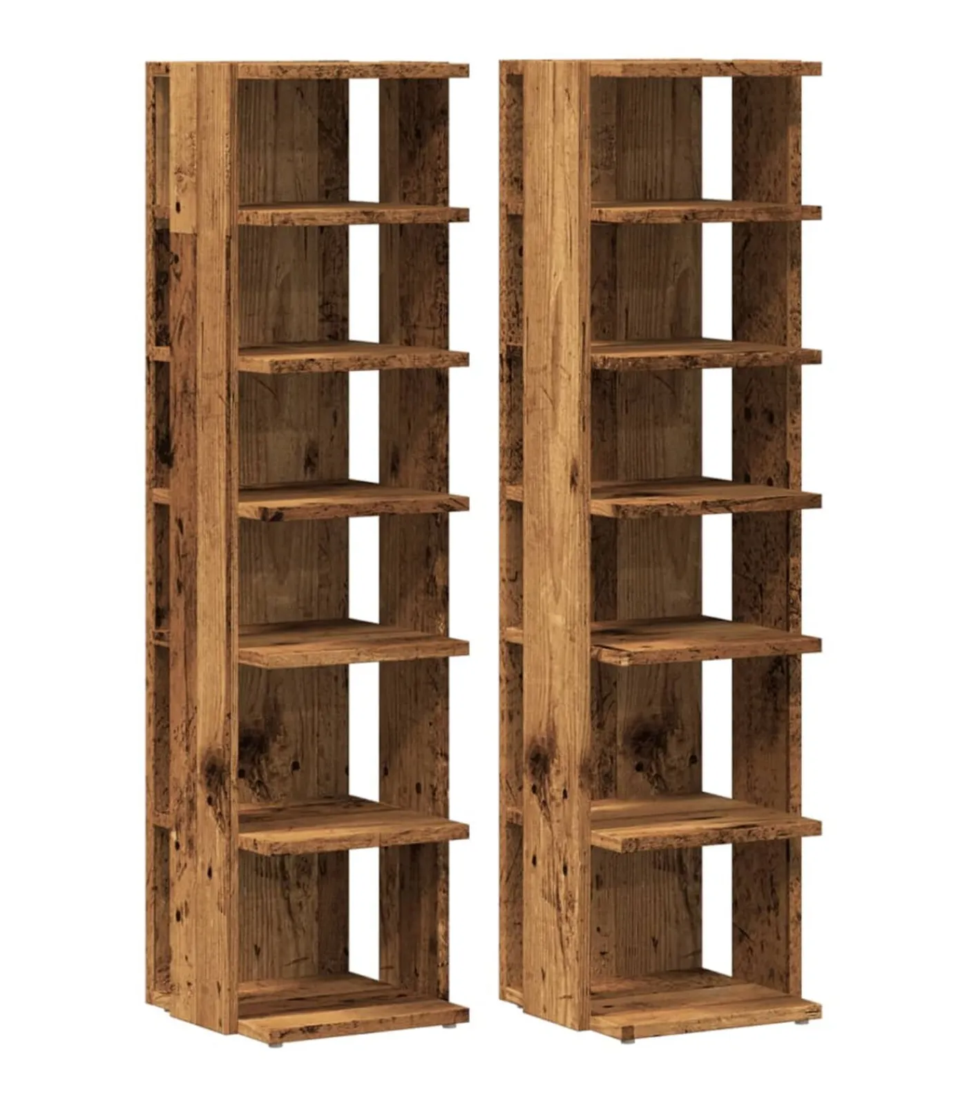 New Schoenenkasten 2 st 28x27x102 cm bewerkt hout oud houtkleurig Organiseren