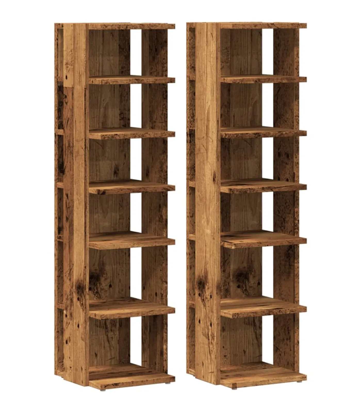 New Schoenenkasten 2 st 28x27x102 cm bewerkt hout oud houtkleurig Organiseren