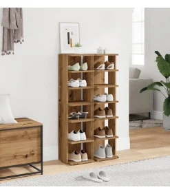 Hot Schoenenkasten 2 st 28x27x102 cm bewerkt hout artisanaal eiken Organiseren