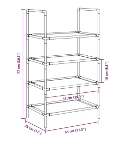 New Schoenenrek 4-laags 44x28x77 cm nonwoven stof zwart Organiseren
