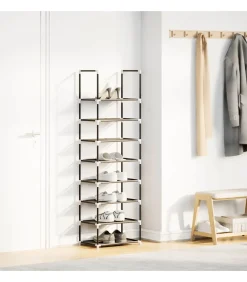 Schoenenrek 8-laags 44x28x145 cm nonwoven stof zwart Organiseren