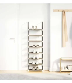 Schoenenrek 8-laags 44x28x145 cm nonwoven stof zwart Organiseren