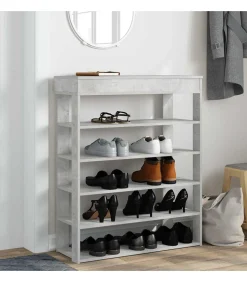 Online Schoenenrek 80x30x98 cm bewerkt hout betongrijs Organiseren