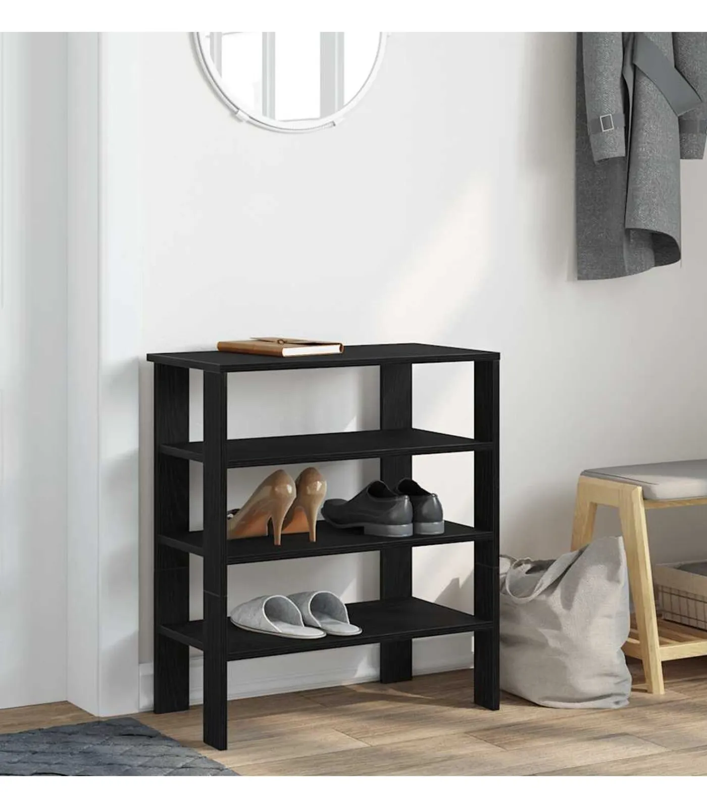 Online Schoenenrek 61x32x70 cm bewerkt hout zwart Organiseren