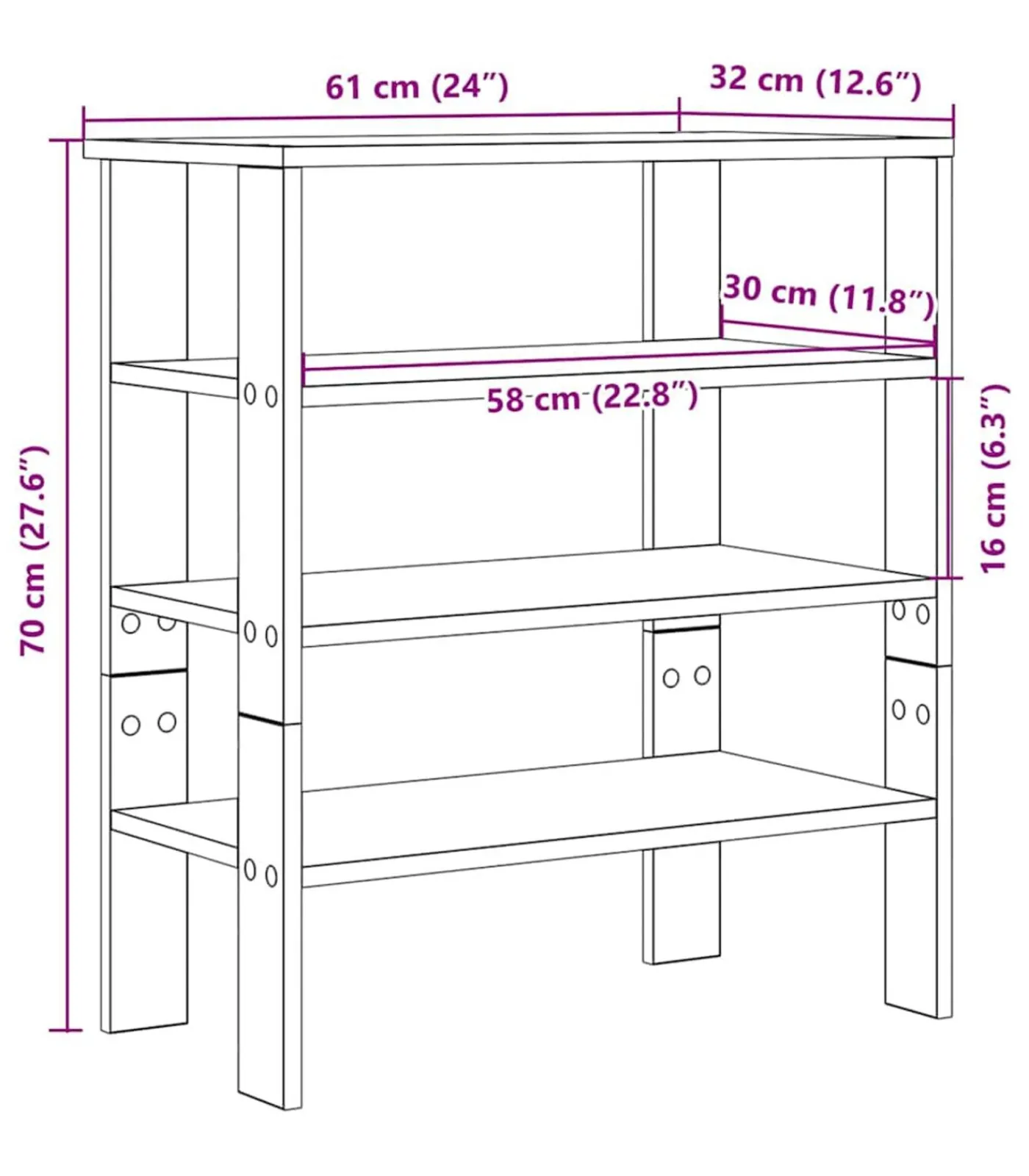 Online Schoenenrek 61x32x70 cm bewerkt hout zwart Organiseren