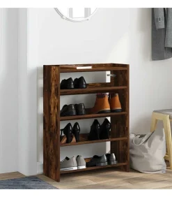 Hot Schoenenrek 60x25x81 cm bewerkt hout gerookt eikenkleurig Organiseren
