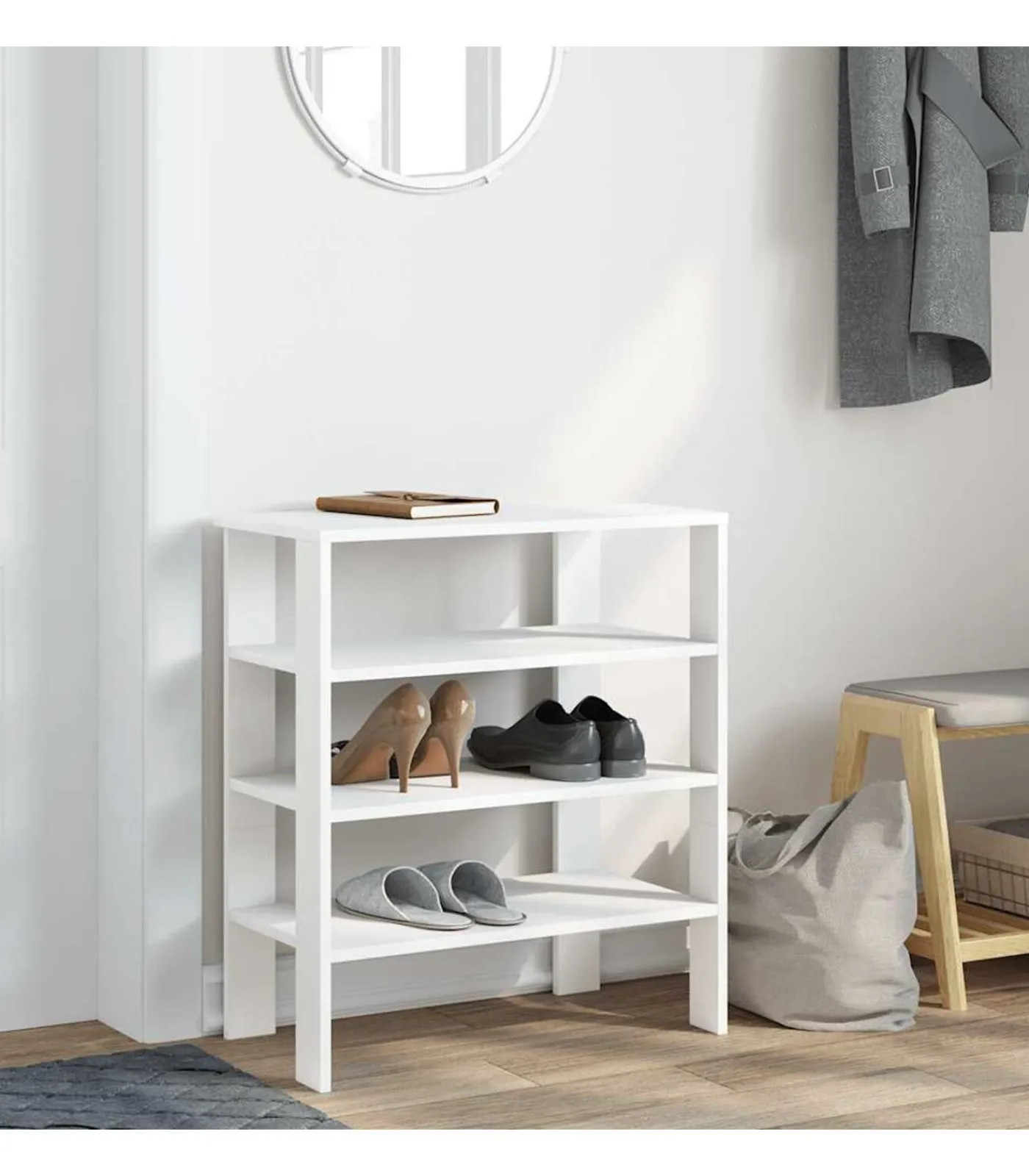 Hot Schoenenrek 61x32x70 cm bewerkt hout wit Organiseren