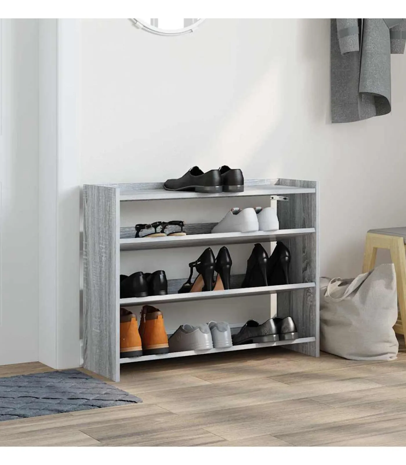 Best Schoenenrek 80x25x62 cm bewerkt hout grijs sonoma eikenkleur Organiseren