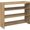 Schoenenrek 80x25x62 cm bewerkt hout artisanaal eikenkleur Organiseren