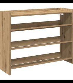 Schoenenrek 80x25x62 cm bewerkt hout artisanaal eikenkleur Organiseren
