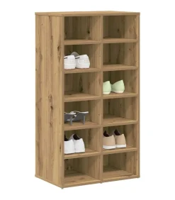 Best Schoenenrek 54x34x100,5 cm bewerkt hout artisanaal eikenkleur Organiseren