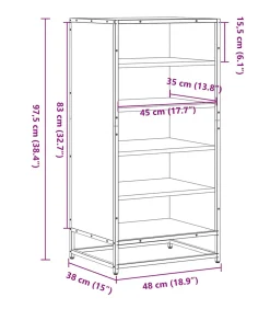 Online Schoenenrek 48x38x97,5 cm bewerkt hout sonoma eikenkleurig Organiseren