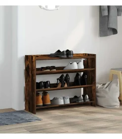 Hot Schoenenrek 80x25x62 cm bewerkt hout gerookt eikenkleurig Organiseren