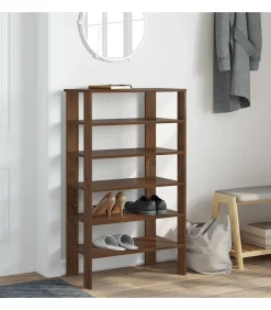 Hot Schoenenrek 61x32x105 cm bewerkt hout bruin eikenkleur Organiseren