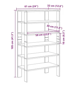 Hot Schoenenrek 61x32x105 cm bewerkt hout bruin eikenkleur Organiseren