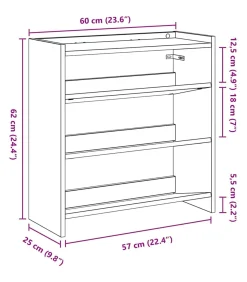 Schoenenrek 60x25x62 cm bewerkt hout betongrijs Organiseren