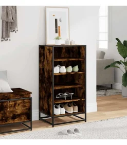 Schoenenrek 48x38x97,5 cm bewerkt hout gerookt eikenkleurig Organiseren