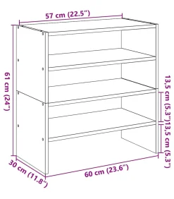 Hot Schoenenrekken 2 st stapelbaar 60x30x30,5 cm bruin eikenkleur Organiseren
