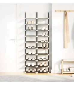 New Schoenenrekken 2 st 33x33x174 cm vliesvrij 10-laags zwart Organiseren