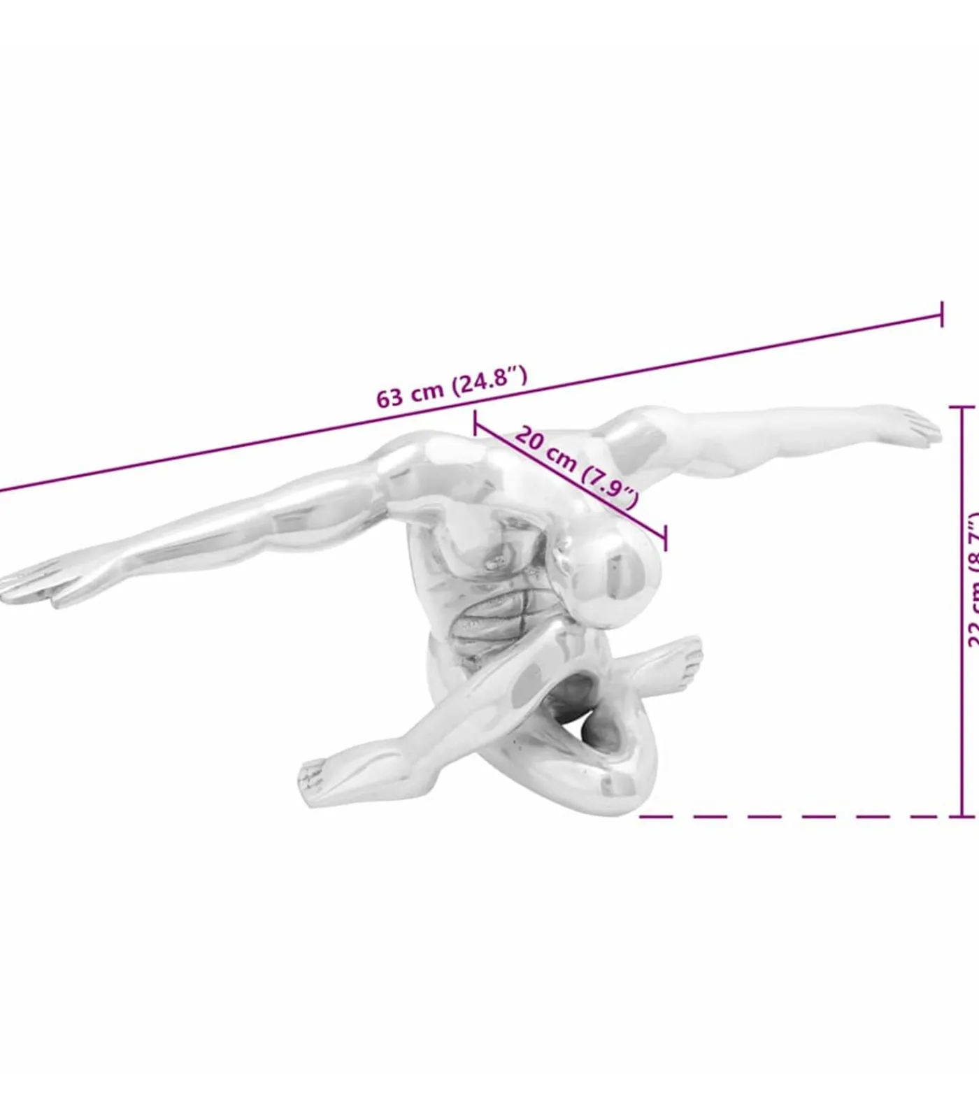 Hot Sculptuur Zilver 63 x 20 x 22 cm Aluminium Decoratie