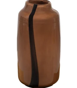 Best Selena Vaas Met Streep - Glas - Bruin - Set van 2 Vazen