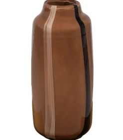 Best Selena Vaas Met Streep - Glas - Bruin - 35x18x18 Vazen
