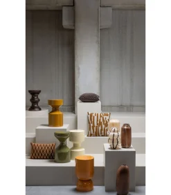 Best Selena Vaas Met Streep - Glas - Bruin - 35x18x18 Vazen