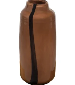 Best Selena Vaas Met Streep - Glas - Bruin - 35x18x18 Vazen