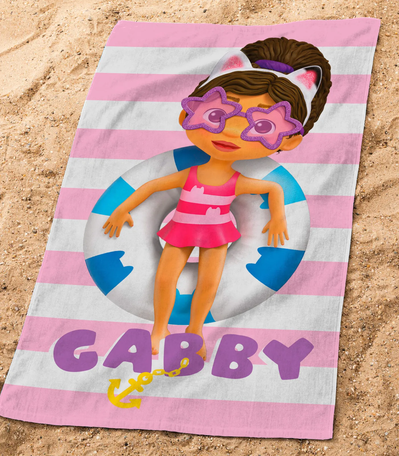 Discount Set Badcape en Strandlaken bedrukt 100% Katoen, GABBY EN HET MAGISCHE HUIS DUO EN Handdoeken