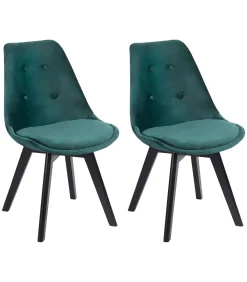 Hot Set van 2 groene NORA fluwelen stoelen met kussen Stoelen