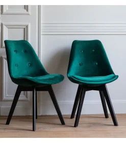 Hot Set van 2 groene NORA fluwelen stoelen met kussen Stoelen