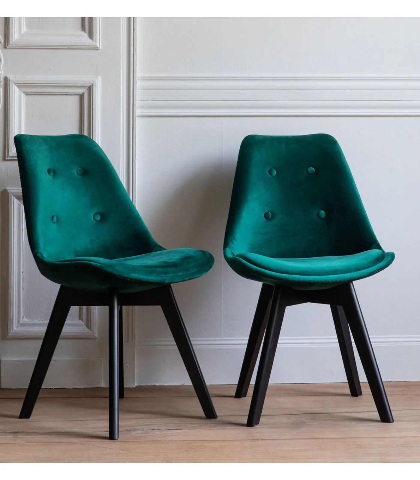 Hot Set van 2 groene NORA fluwelen stoelen met kussen Stoelen