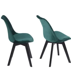 Hot Set van 2 groene NORA fluwelen stoelen met kussen Stoelen