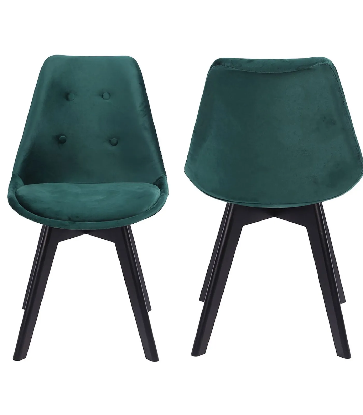 Hot Set van 2 groene NORA fluwelen stoelen met kussen Stoelen