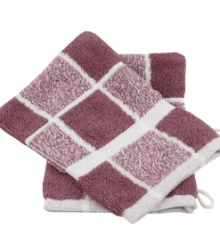Online Set van 2 katoenen geruite washandjes 15x21 cm Washandjes