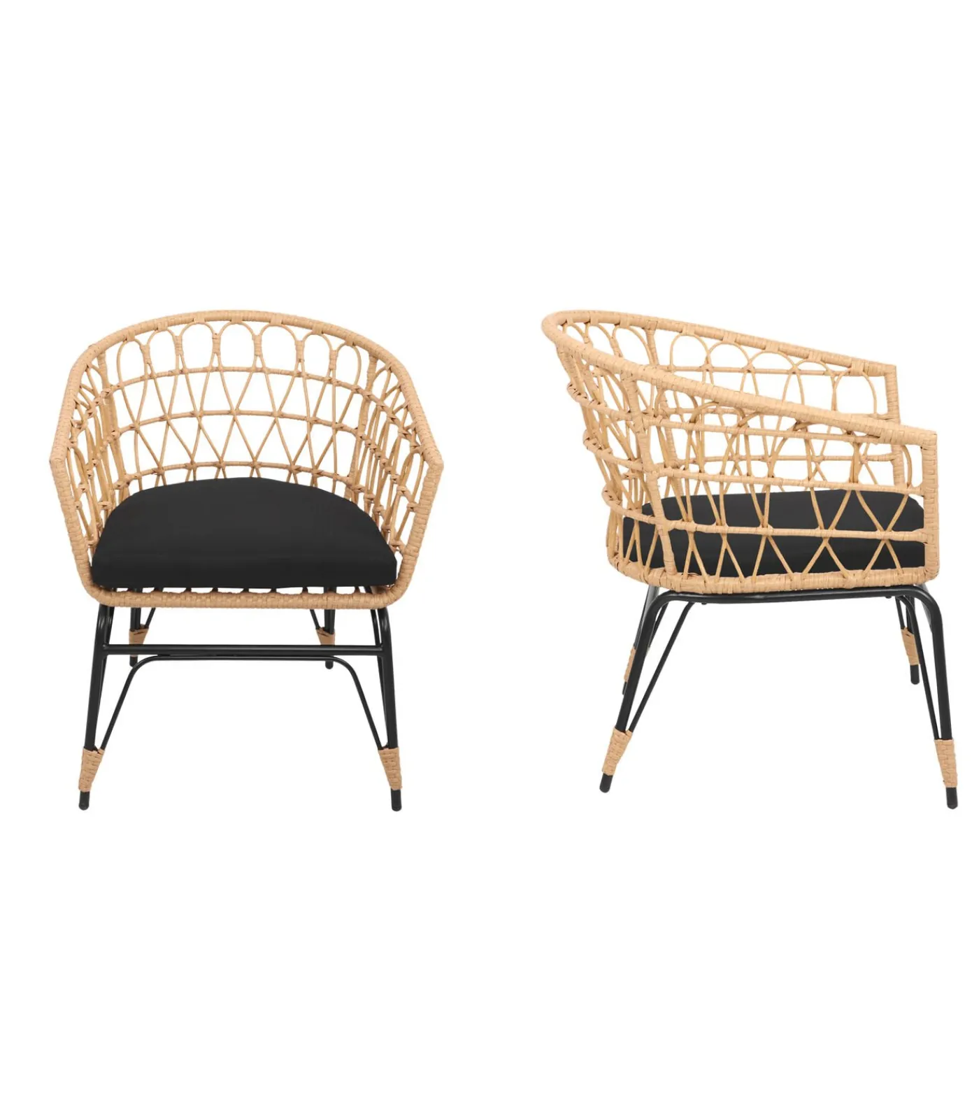 Hot Set van 2 kunststof rotan fauteuils met kussens AIKO Stoelen